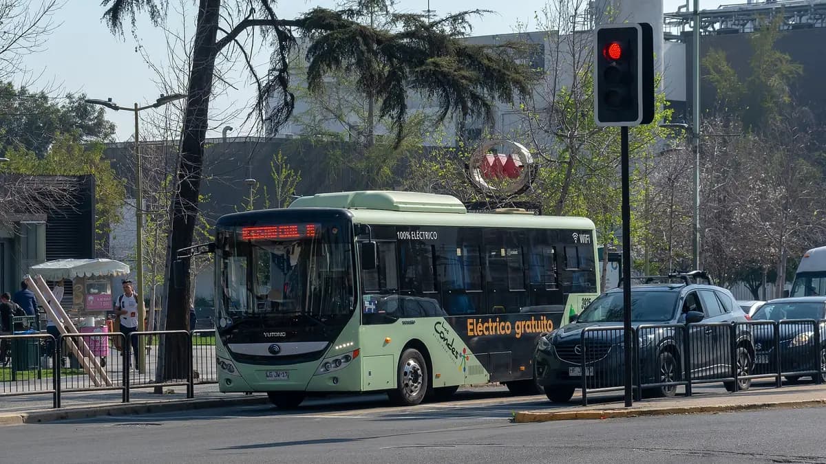 Santiago public transport electric bus on Apoquindo avenue